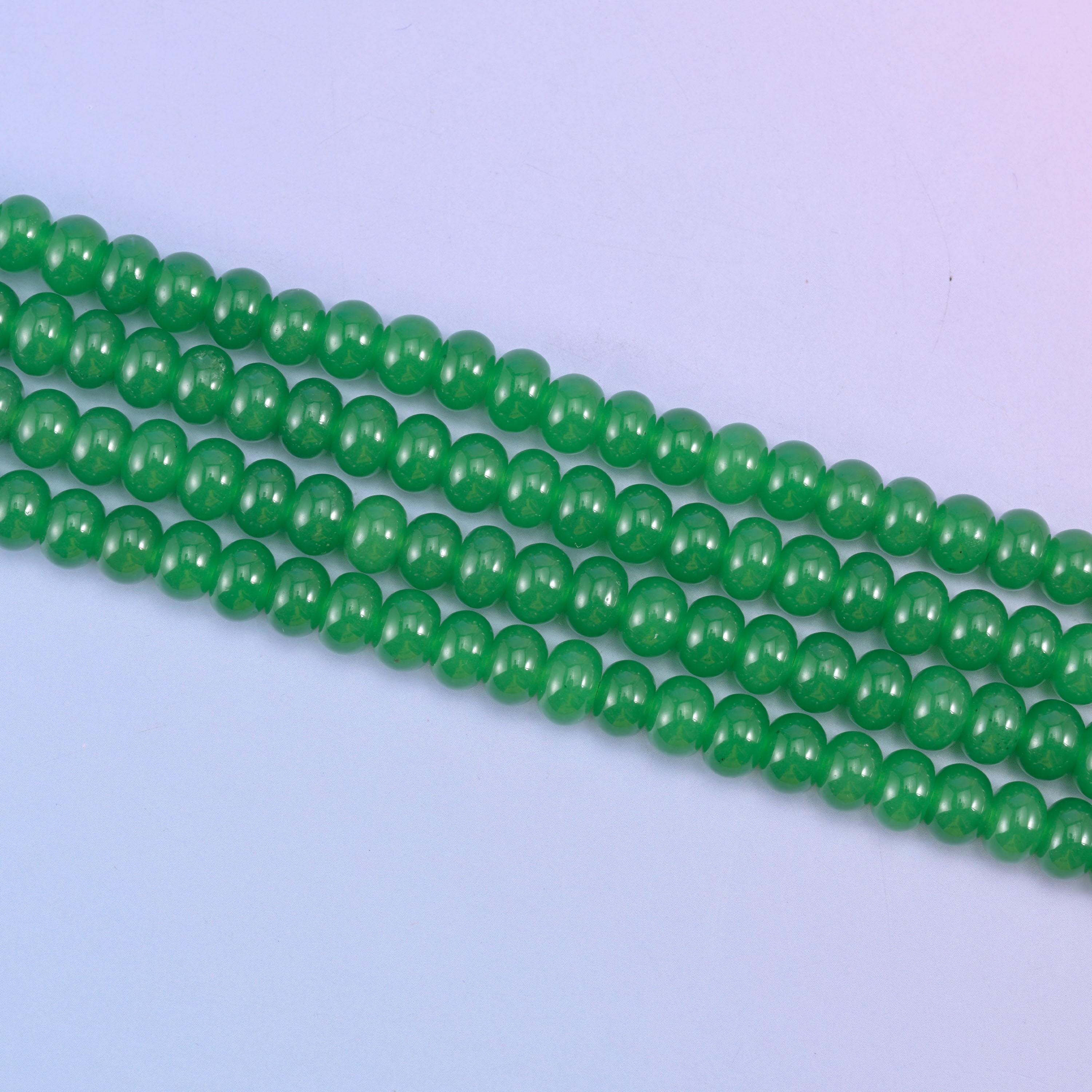 Green Dyed Jade Smooth Rondelle Beads Jewelry Making Size 5x8mm 15" Strand
