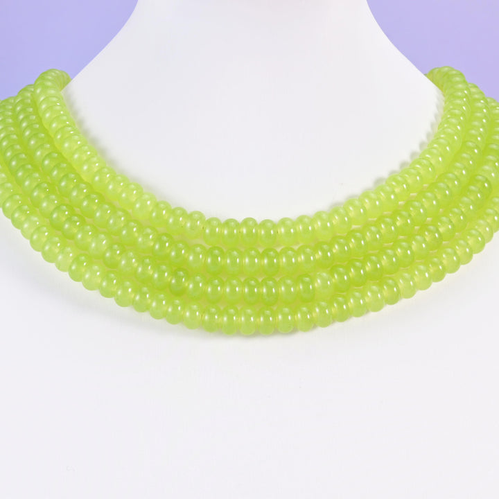 Lime Green Dyed Jade Smooth Rondelle Beads Jewelry Making Size 5x8mm 15" Strand