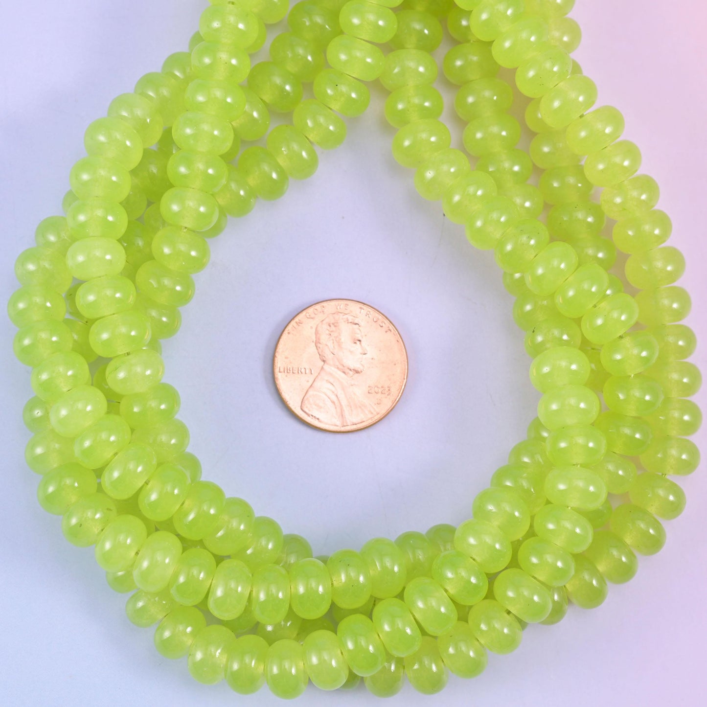 Lime Green Dyed Jade Smooth Rondelle Beads Jewelry Making Size 5x8mm 15" Strand