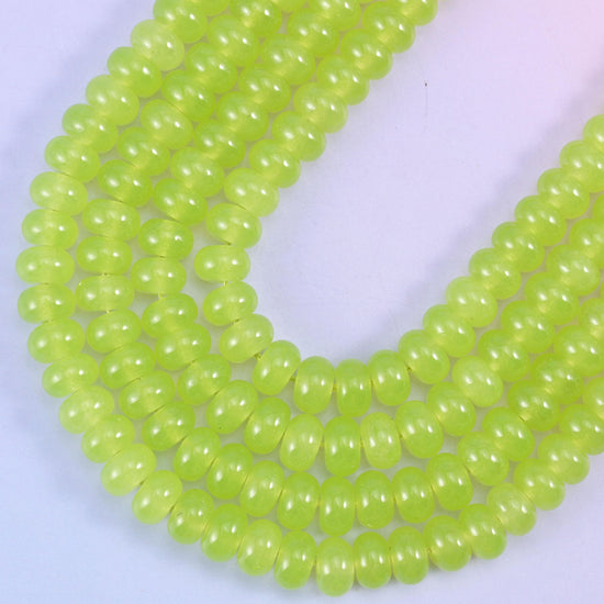 Lime Green Dyed Jade Smooth Rondelle Beads Jewelry Making Size 5x8mm 15" Strand