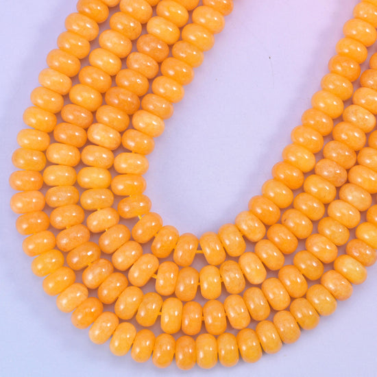 Orange Dyed Jade Smooth Rondelle Beads Jewelry Making Size 5x8mm 15" Strand