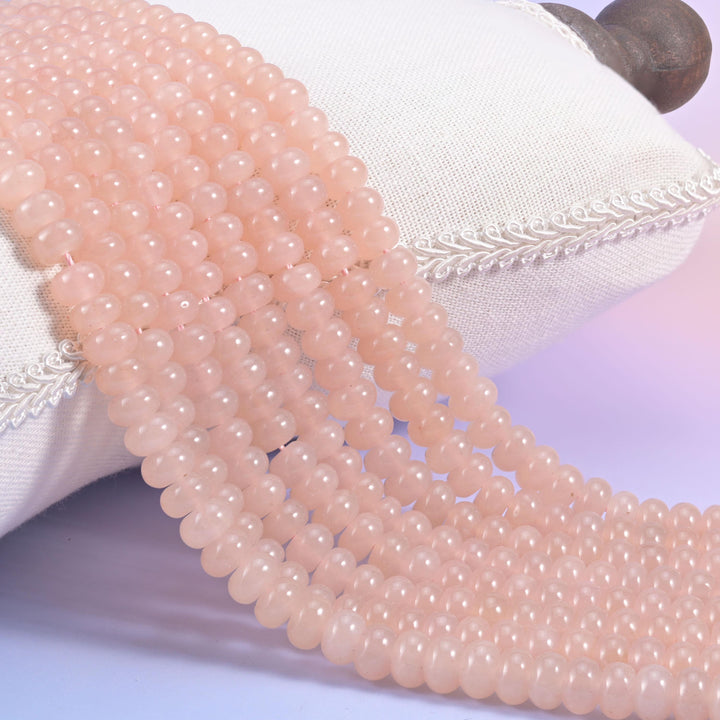 Soft Pink Dyed Jade Smooth Rondelle Beads Jewelry Making Size 5x8mm 15" Strand