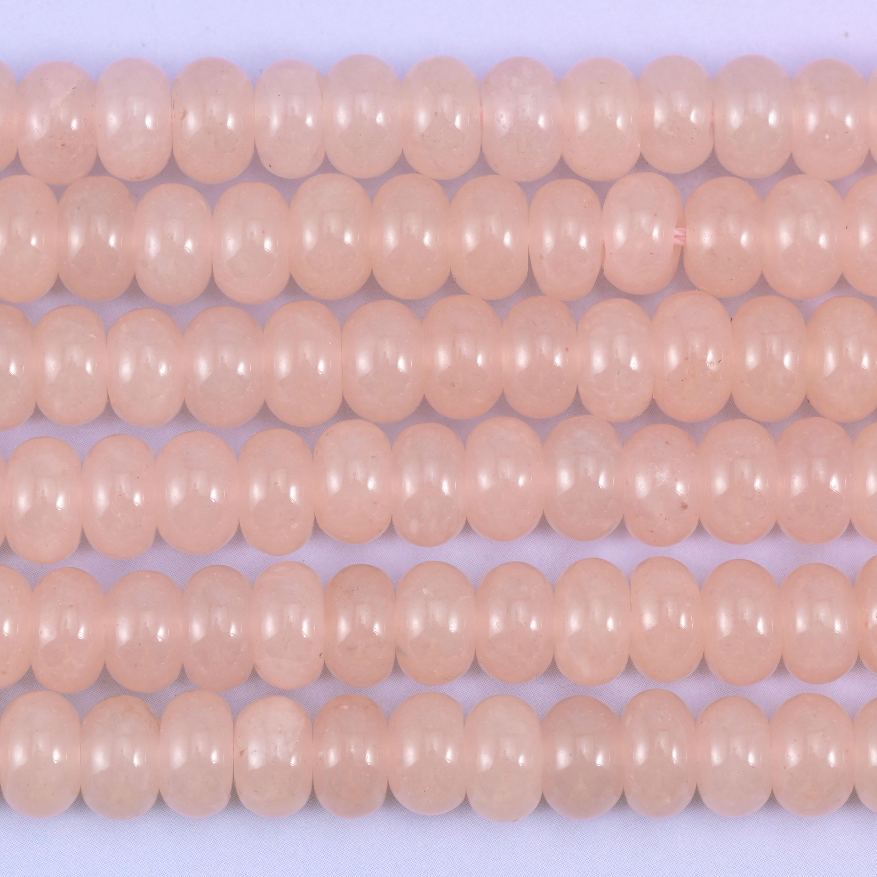 Soft Pink Dyed Jade Smooth Rondelle Beads Jewelry Making Size 5x8mm 15" Strand