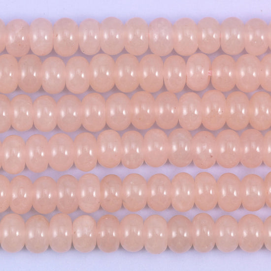 Soft Pink Dyed Jade Smooth Rondelle Beads Jewelry Making Size 5x8mm 15" Strand