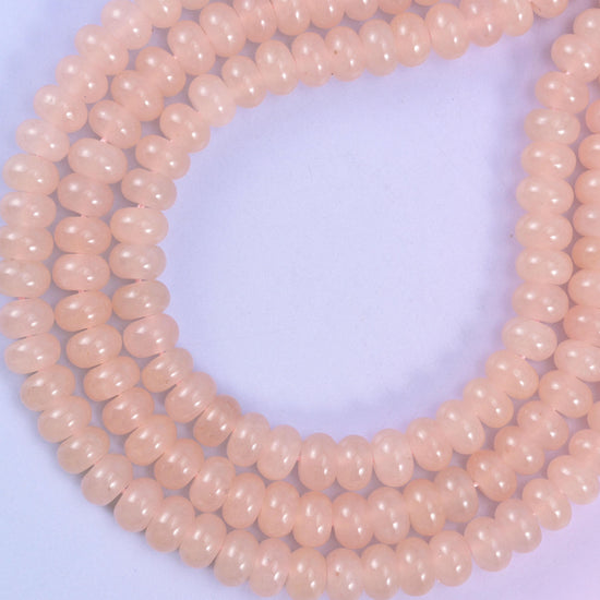 Soft Pink Dyed Jade Smooth Rondelle Beads Jewelry Making Size 5x8mm 15" Strand