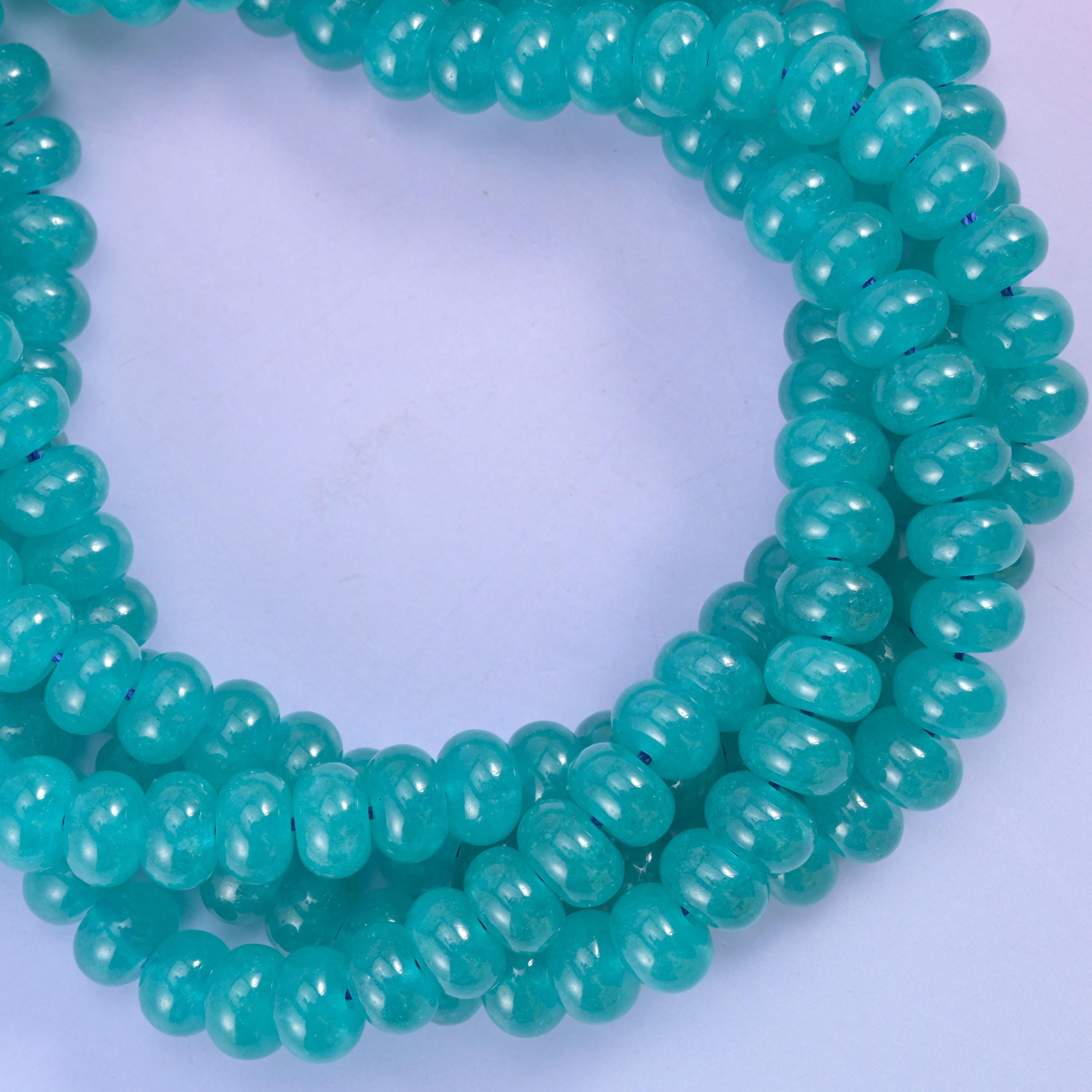 Teal Dyed Jade Smooth Rondelle Beads Jewelry Making Size 5x8mm 15" Strand