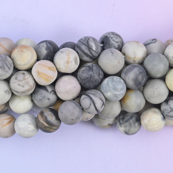 Picasso Jasper Matte Round Beads: Jewelry Making, 15 Inch Strand