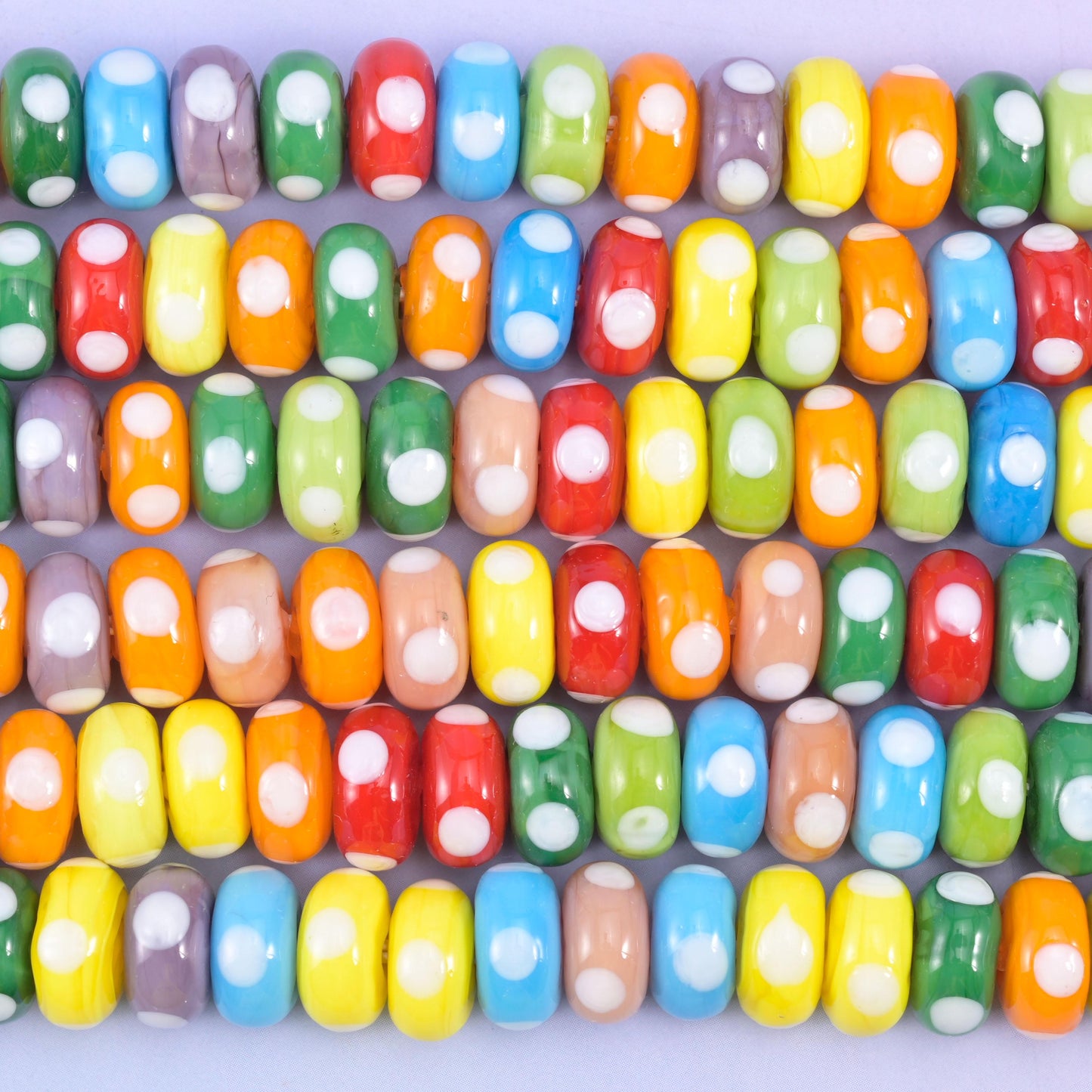 Multi-Color Donut Glass Beads: Size 10x5mm, Jewelry Making, 8.5 Inch Strand