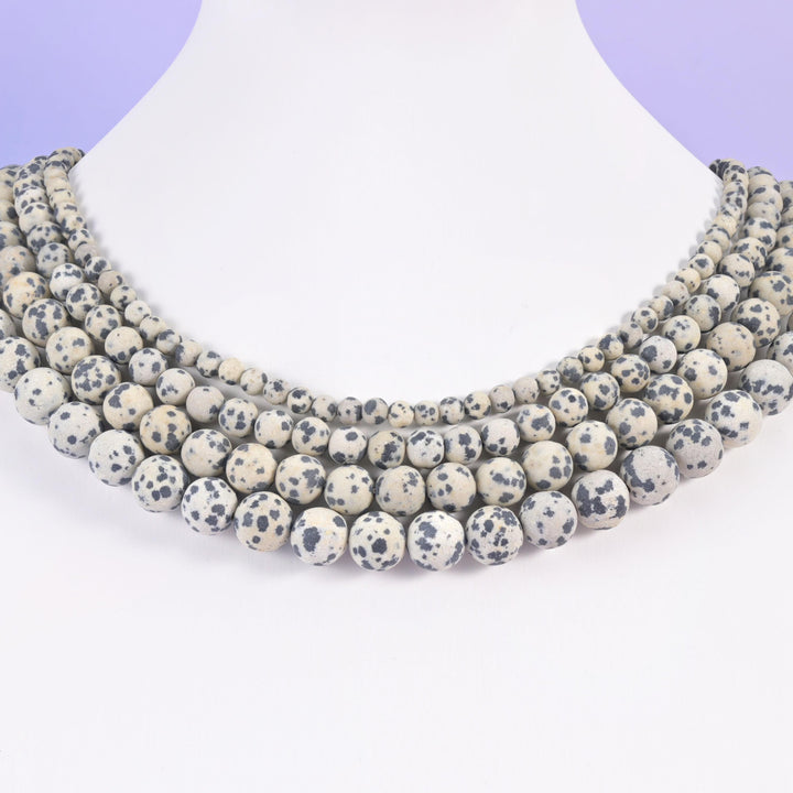 Dalmatian Jasper Matte Round Beads: Jewelry Making, 15 Inch Strand