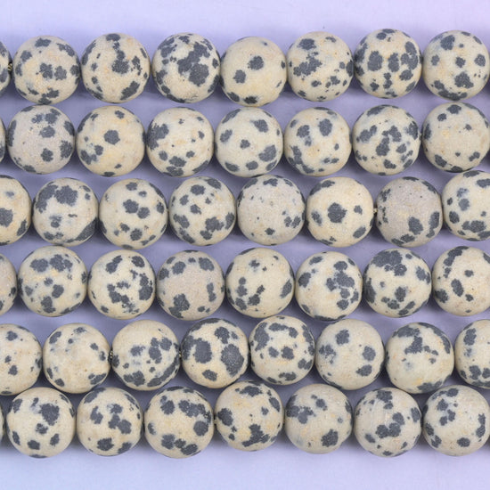 Dalmatian Jasper Matte Round Beads: Jewelry Making, 15 Inch Strand