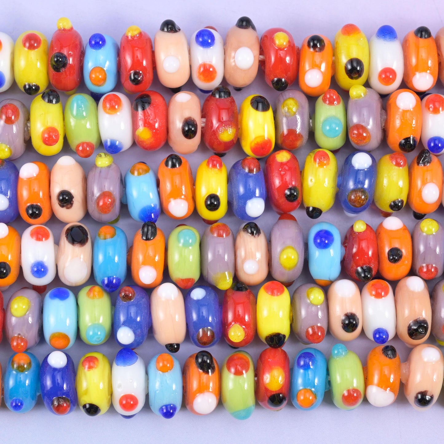 Multi-Color Dotted Donut Glass Rondelle Beads: Size 10x5mm, Jewelry Making, 8.5 Inch Strand