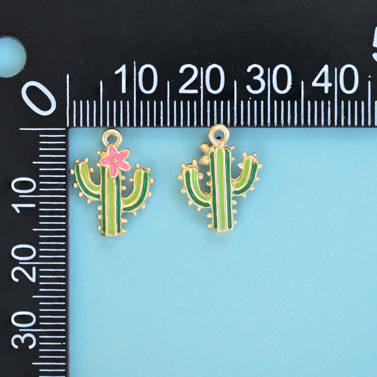 18K Gold Filled Enamel Cactus Charms for DIY Jewelry Making Supply