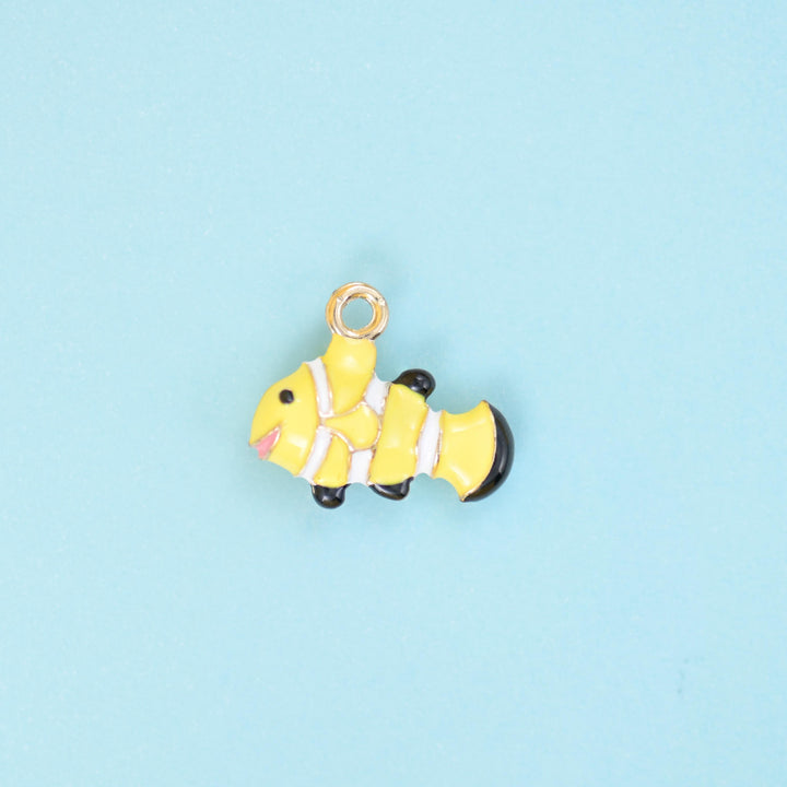 18K Gold Filled Enamel Clown Fish Charms for DIY Jewelry Making Supply