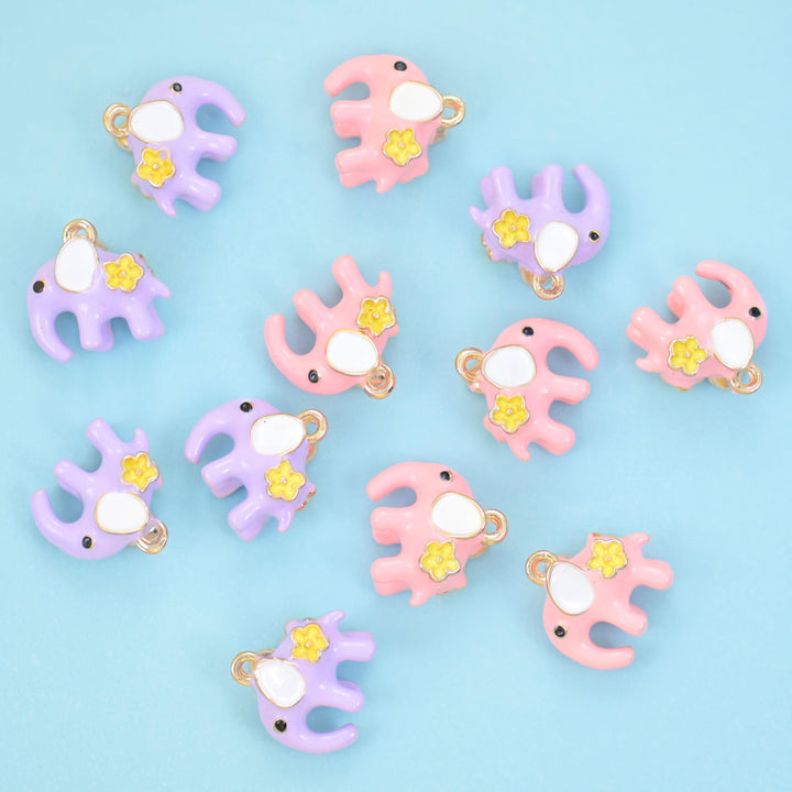 18K Gold Filled Enamel Elephant Charms for DIY Jewelry Making Supply