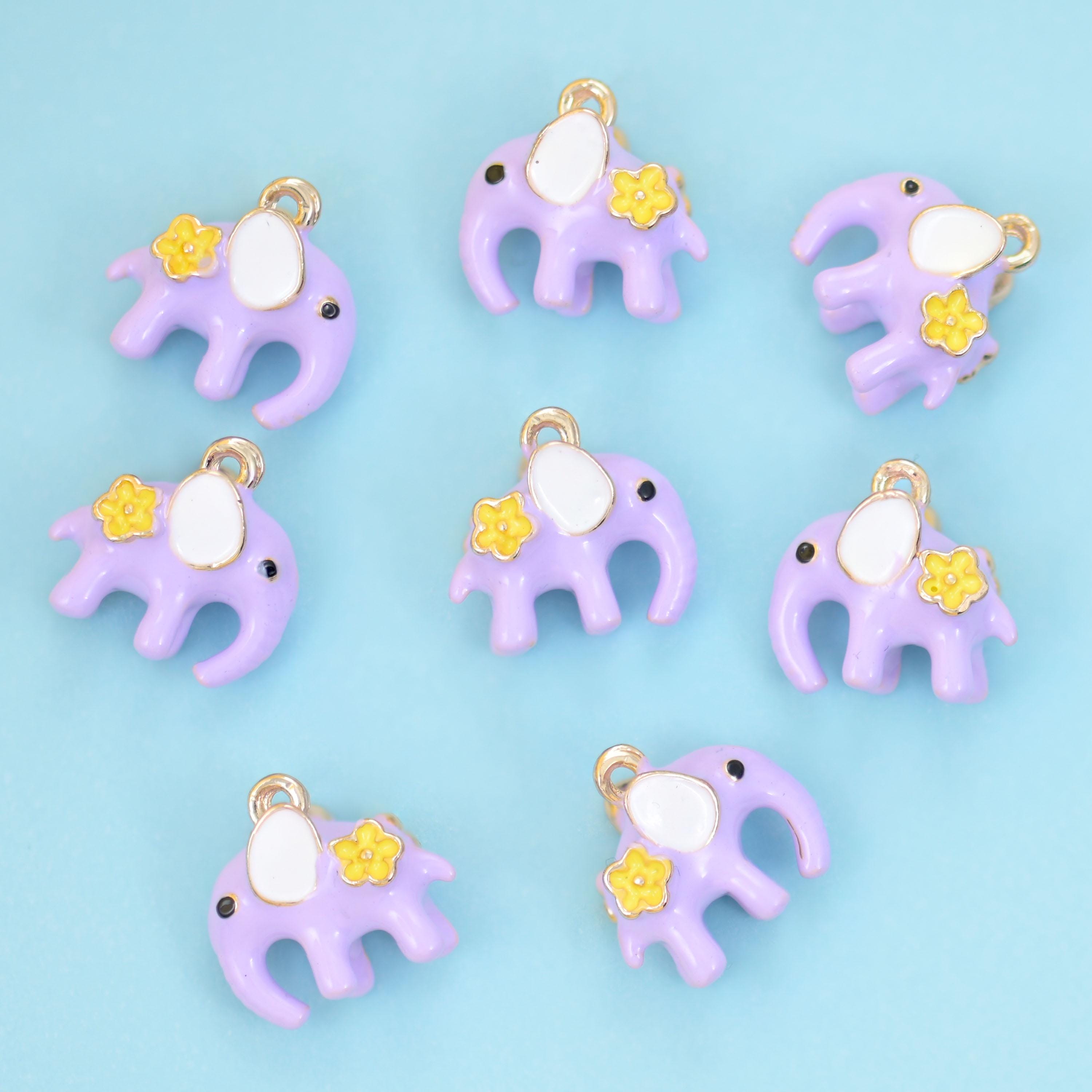 18K Gold Filled Enamel Elephant Charms for DIY Jewelry Making Supply