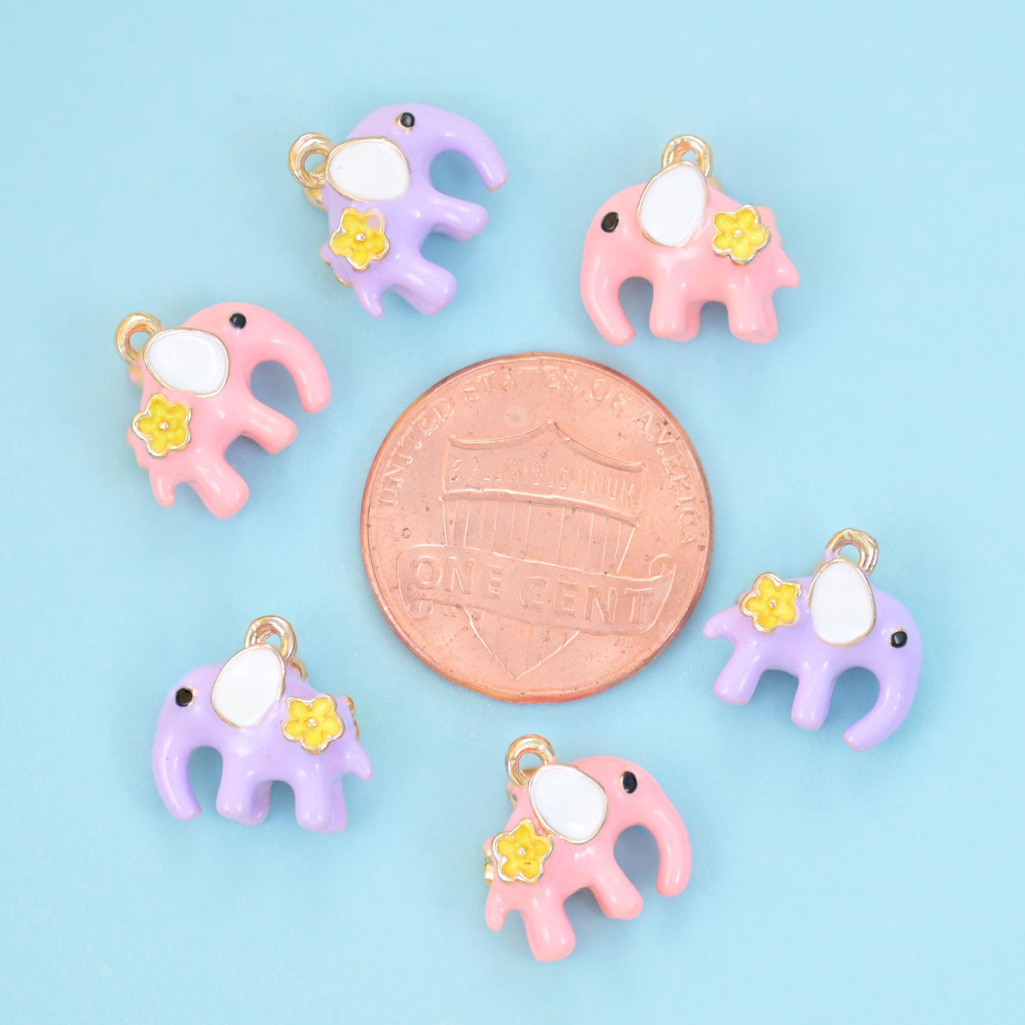 18K Gold Filled Enamel Elephant Charms for DIY Jewelry Making Supply