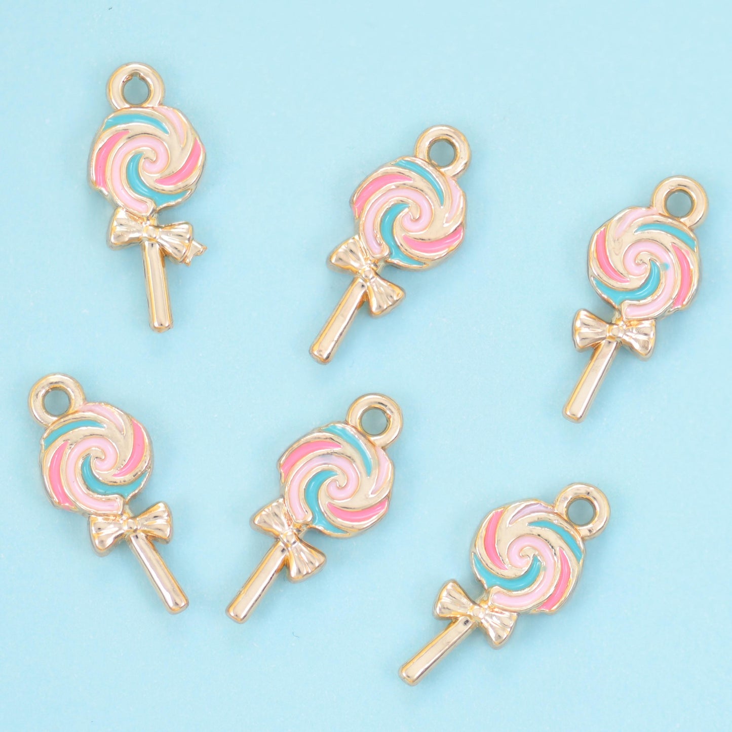 18K Gold Filled Enamel Lollipop Charms for DIY Jewelry Making Supply