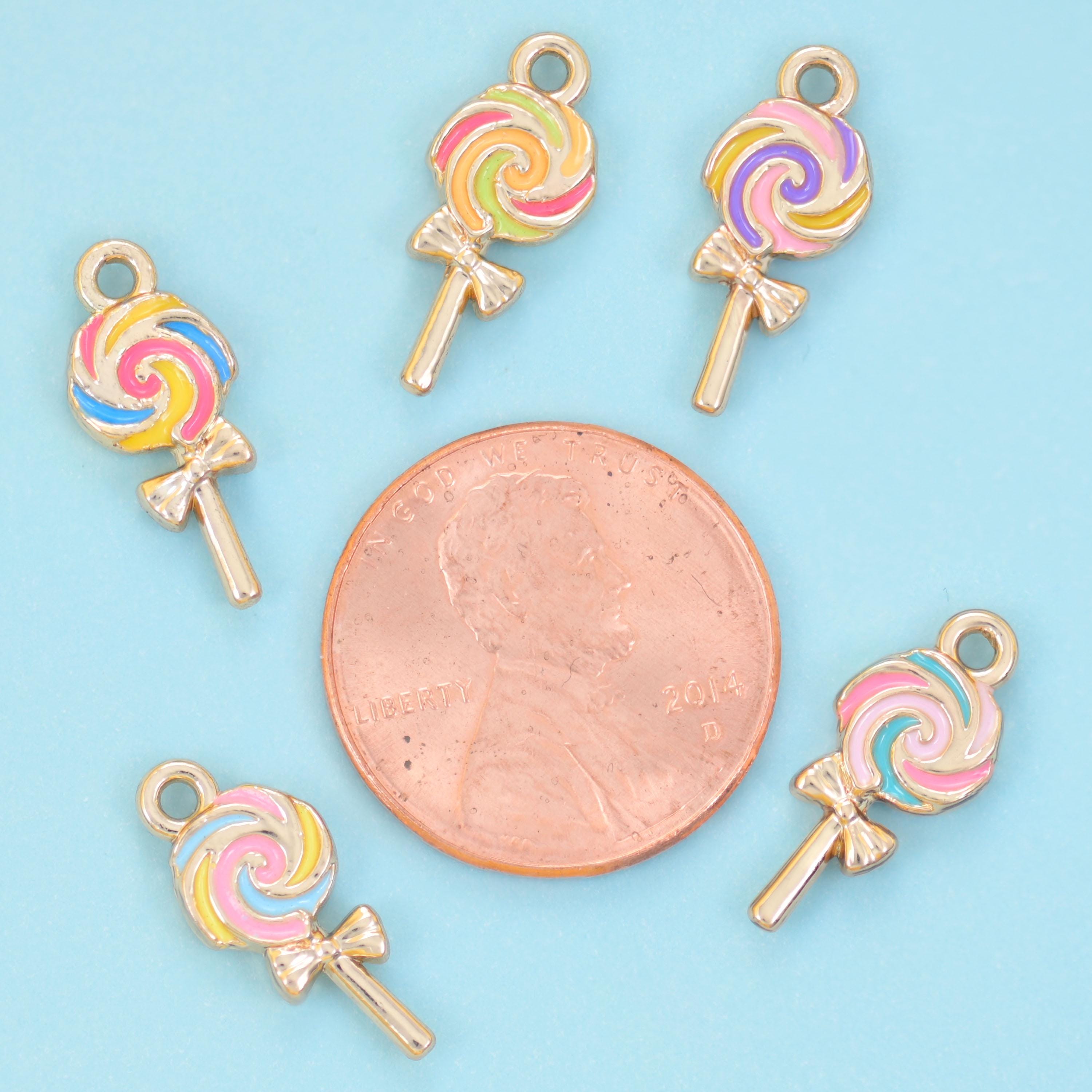 18K Gold Filled Enamel Lollipop Charms for DIY Jewelry Making Supply