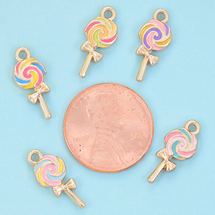 18K Gold Filled Enamel Lollipop Charms for DIY Jewelry Making Supply