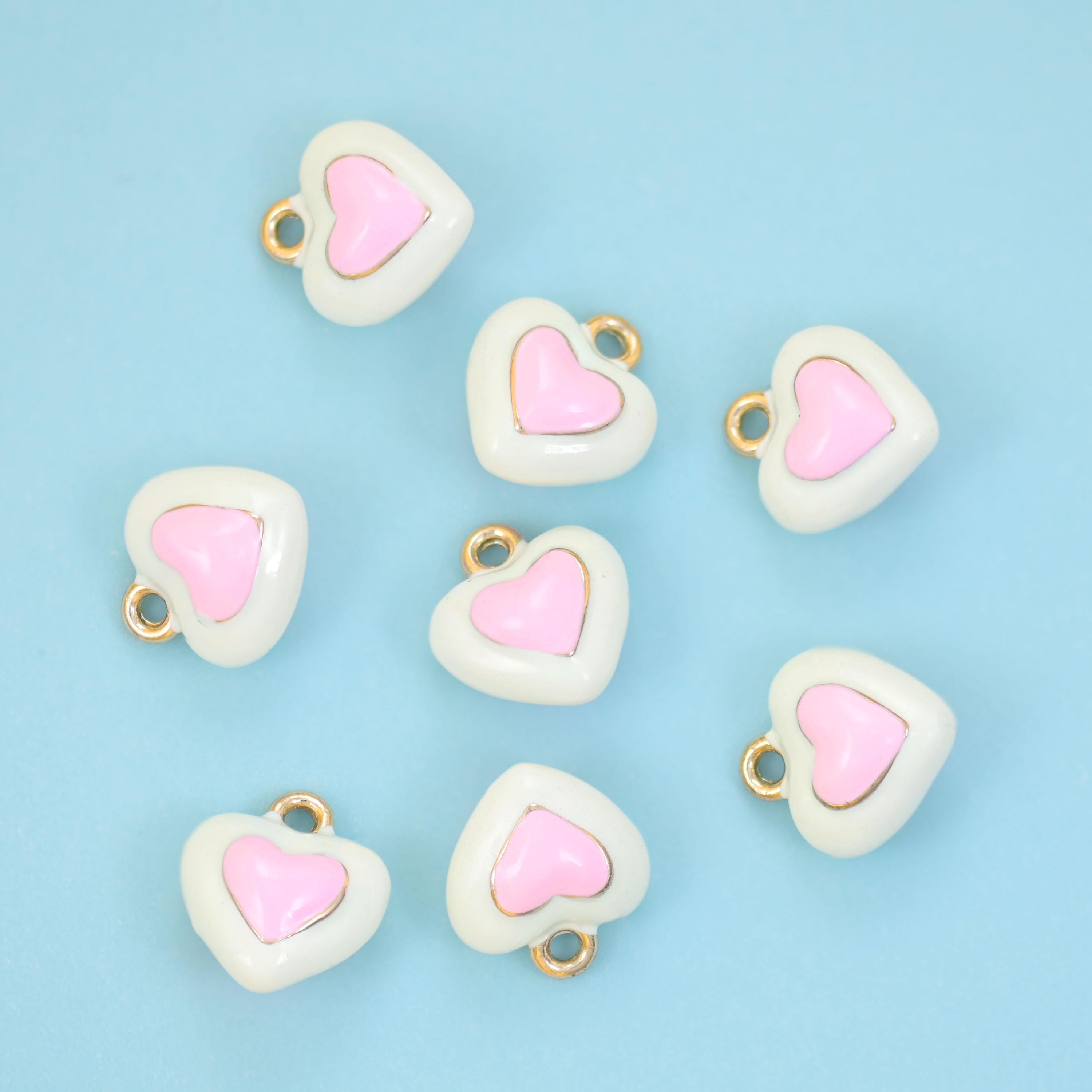 18K Gold Filled Enamel Heart Charms for DIY Jewelry Making Supply