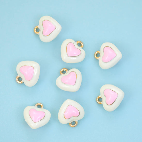 18K Gold Filled Enamel Heart Charms for DIY Jewelry Making Supply