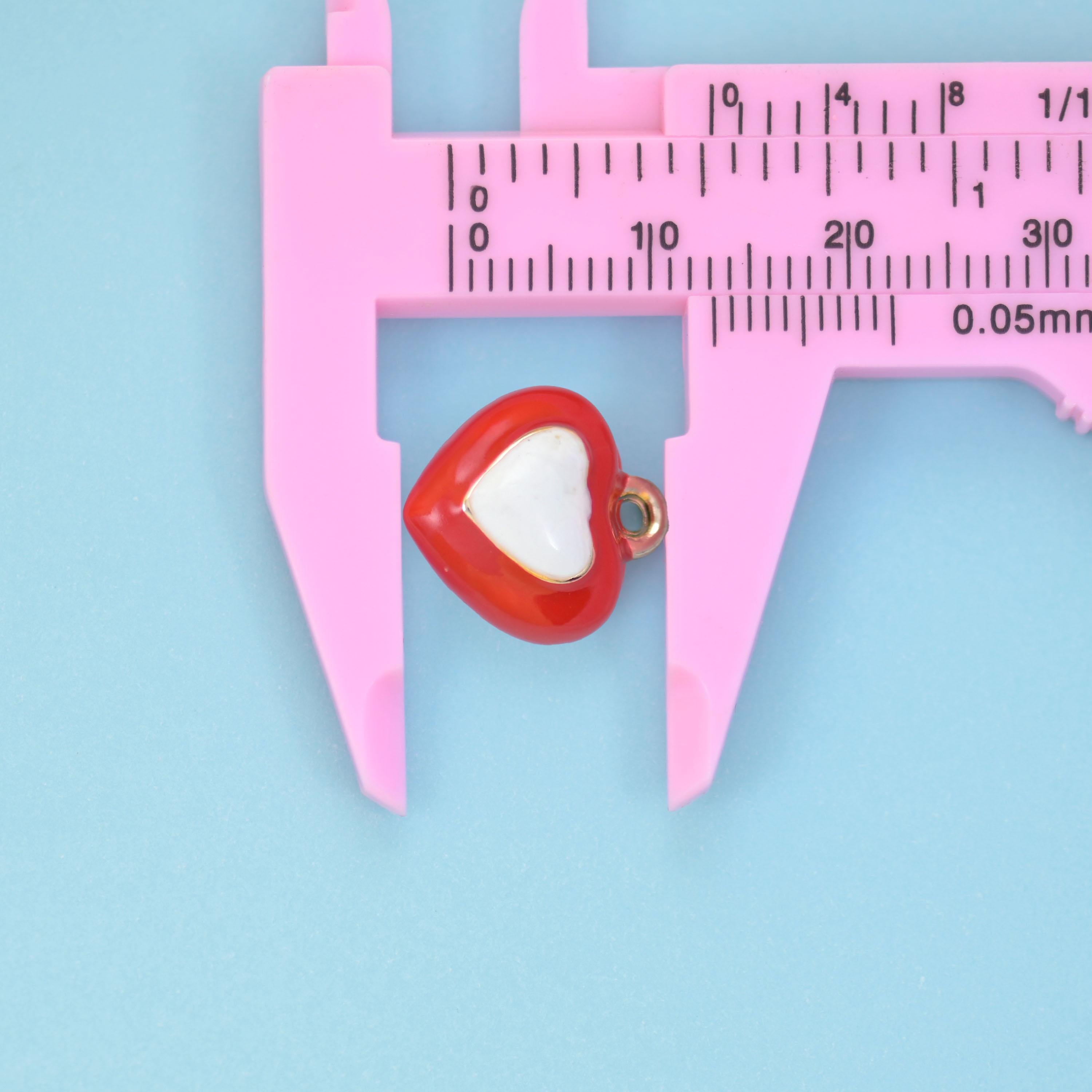 18K Gold Filled Enamel Heart Charms for DIY Jewelry Making Supply