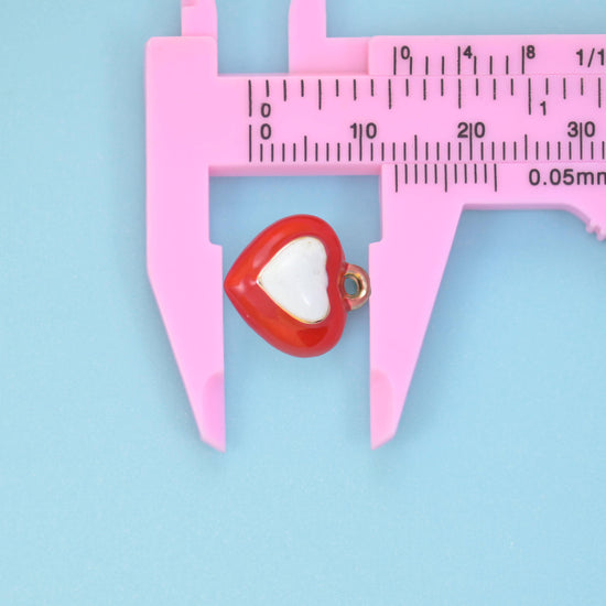 18K Gold Filled Enamel Heart Charms for DIY Jewelry Making Supply