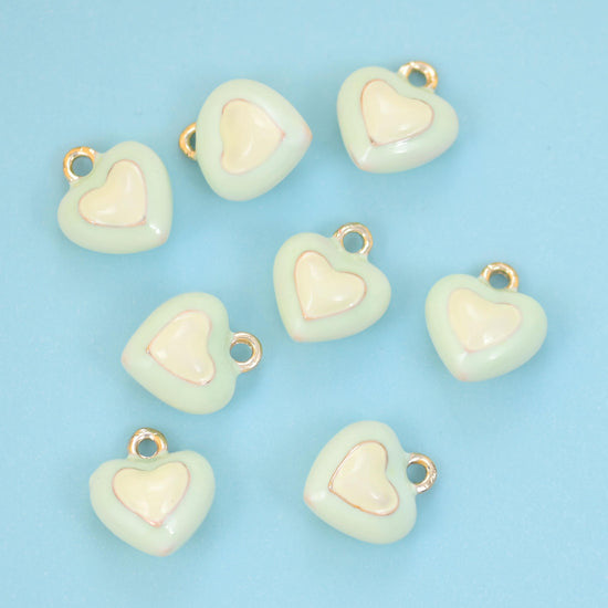 18K Gold Filled Enamel Heart Charms for DIY Jewelry Making Supply