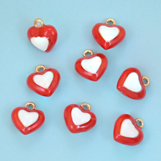 18K Gold Filled Enamel Heart Charms for DIY Jewelry Making Supply