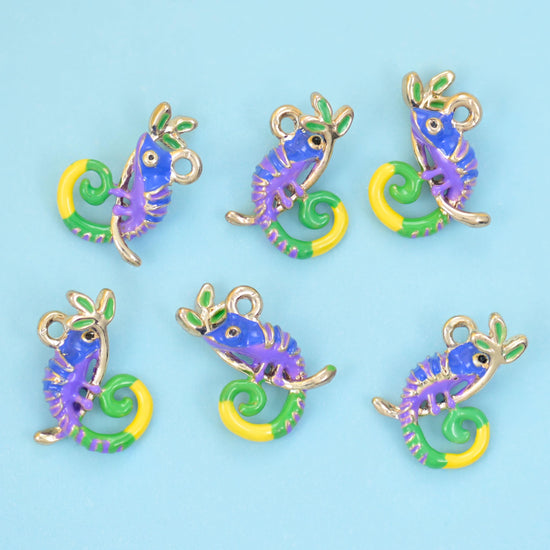18K Gold Filled Enamel Chameleon Charms for DIY Jewelry Making Supply