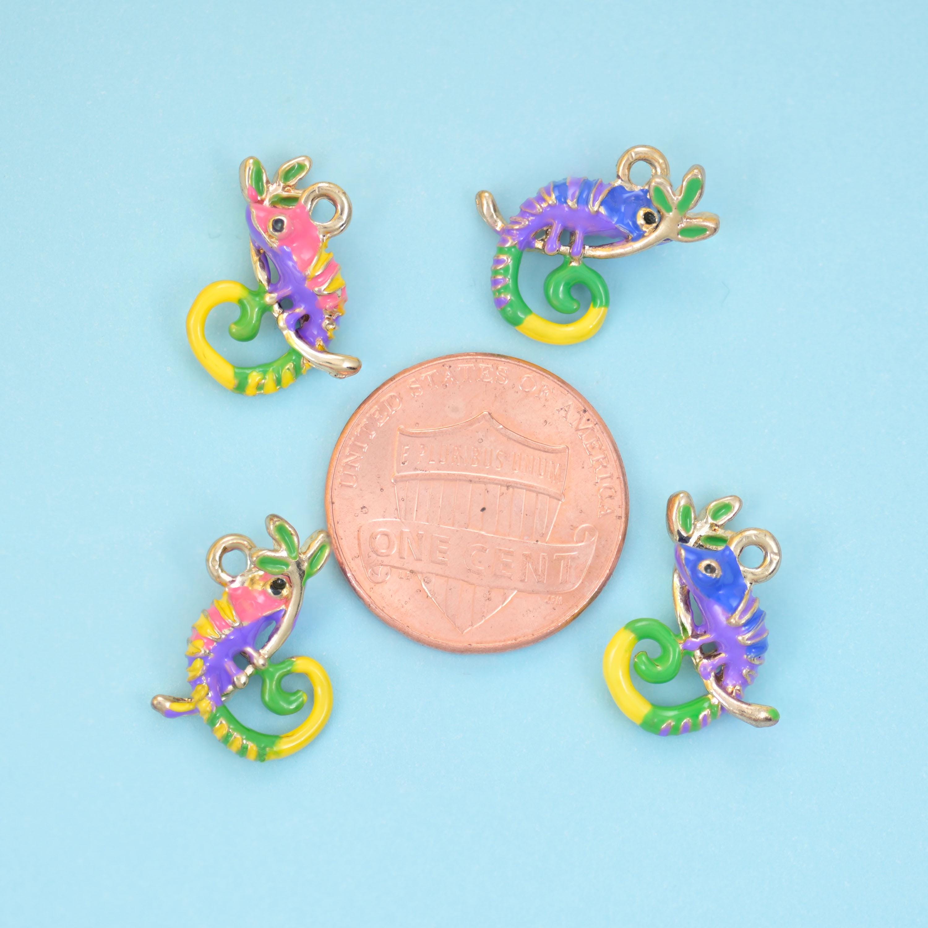 18K Gold Filled Enamel Chameleon Charms for DIY Jewelry Making Supply
