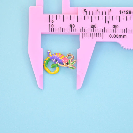 18K Gold Filled Enamel Chameleon Charms for DIY Jewelry Making Supply