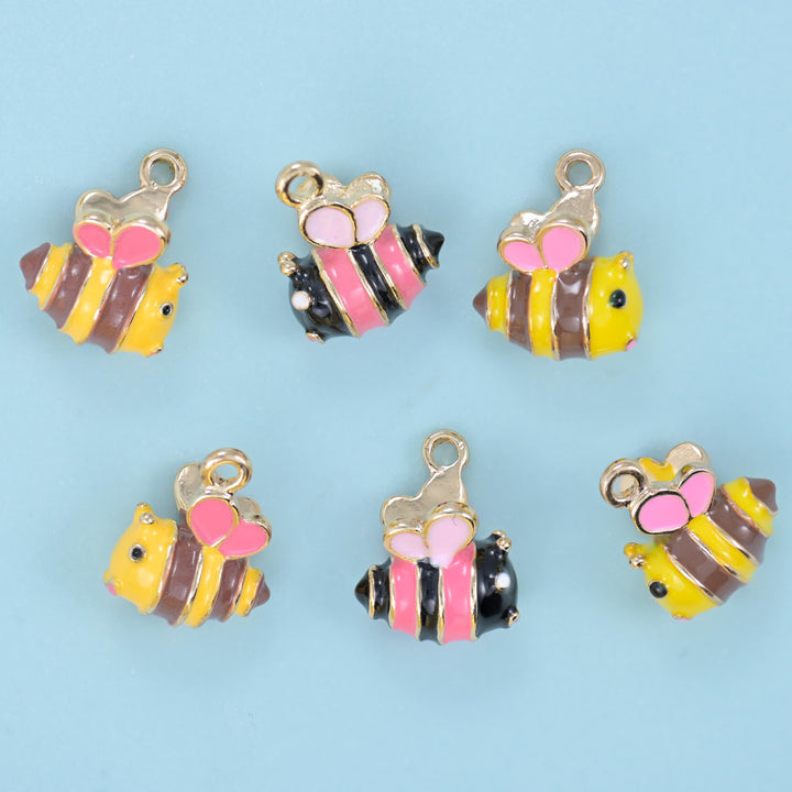 Enamel Bee Charms: 18K Gold Filled, DIY Jewelry Making Supply