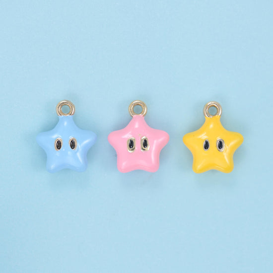 Enamel Star Charms: 18K Gold Filled, DIY Jewelry Making Supply