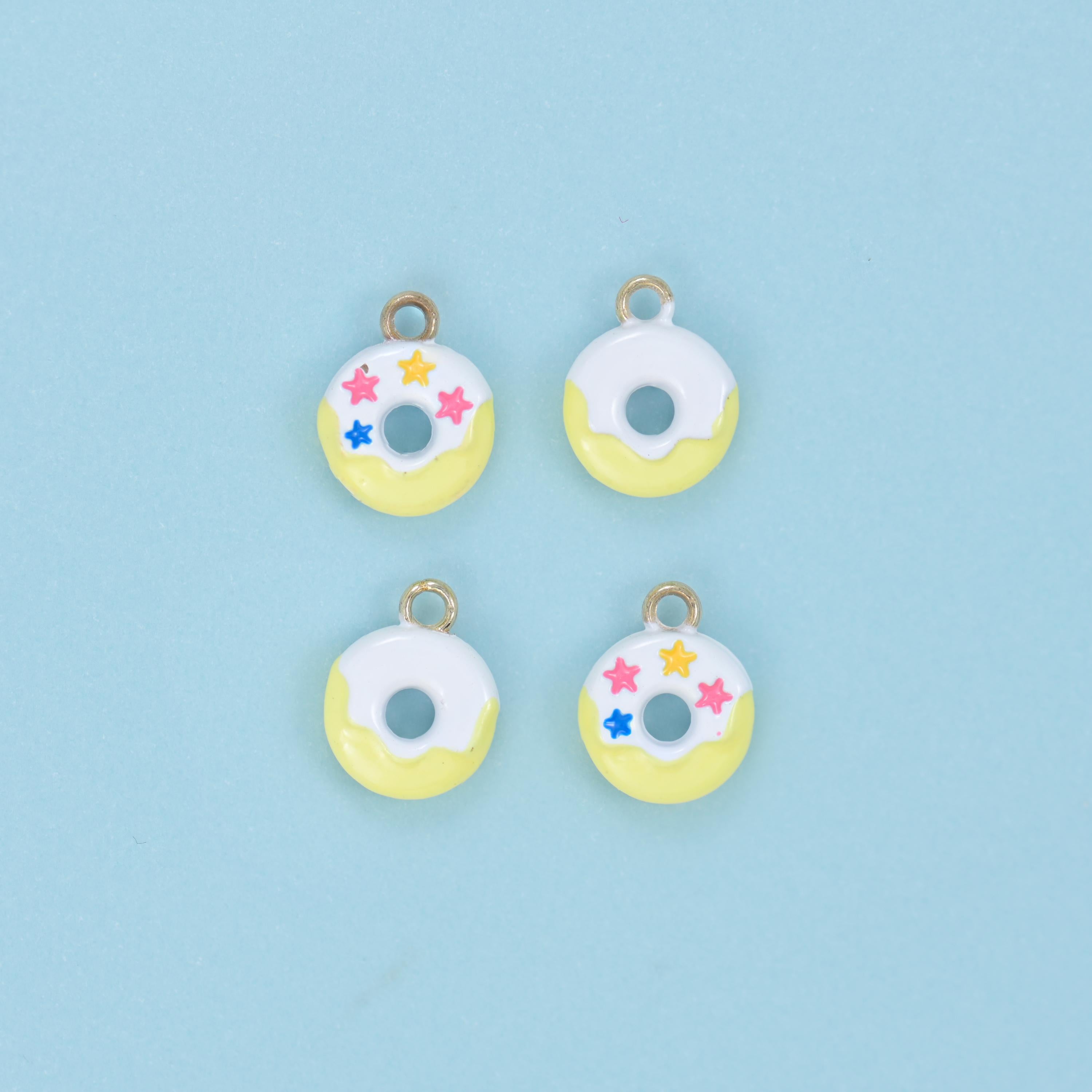 Enamel Star Sprinkle Donut Charms: 18K Gold Filled, DIY Jewelry Making Supply