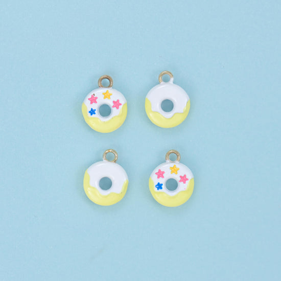 Enamel Star Sprinkle Donut Charms: 18K Gold Filled, DIY Jewelry Making Supply