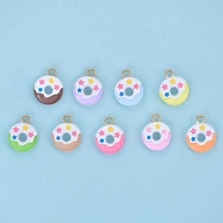 Enamel Star Sprinkle Donut Charms: 18K Gold Filled, DIY Jewelry Making Supply