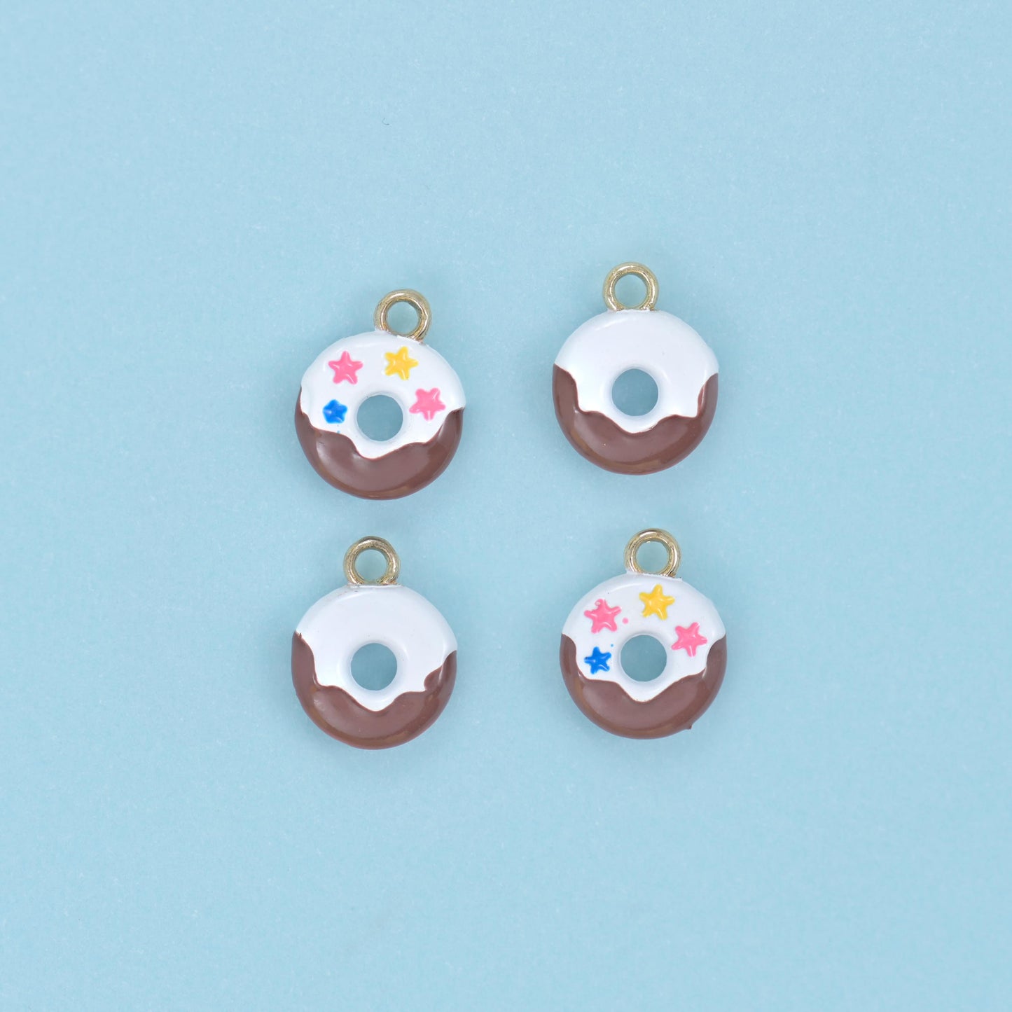 Enamel Star Sprinkle Donut Charms: 18K Gold Filled, DIY Jewelry Making Supply