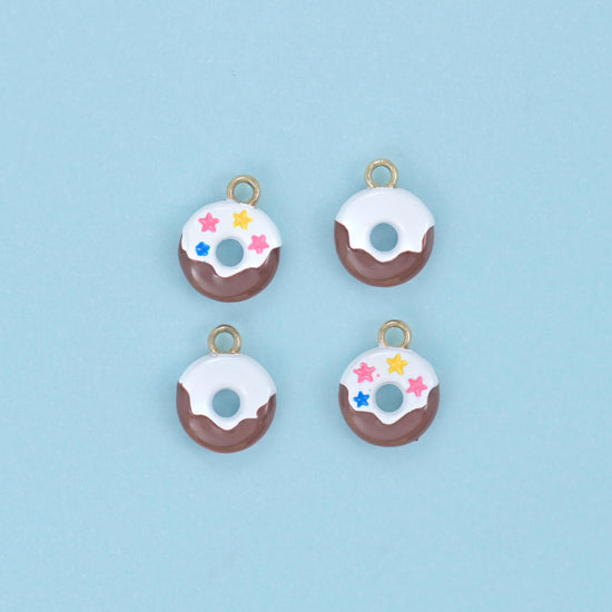Enamel Star Sprinkle Donut Charms: 18K Gold Filled, DIY Jewelry Making Supply