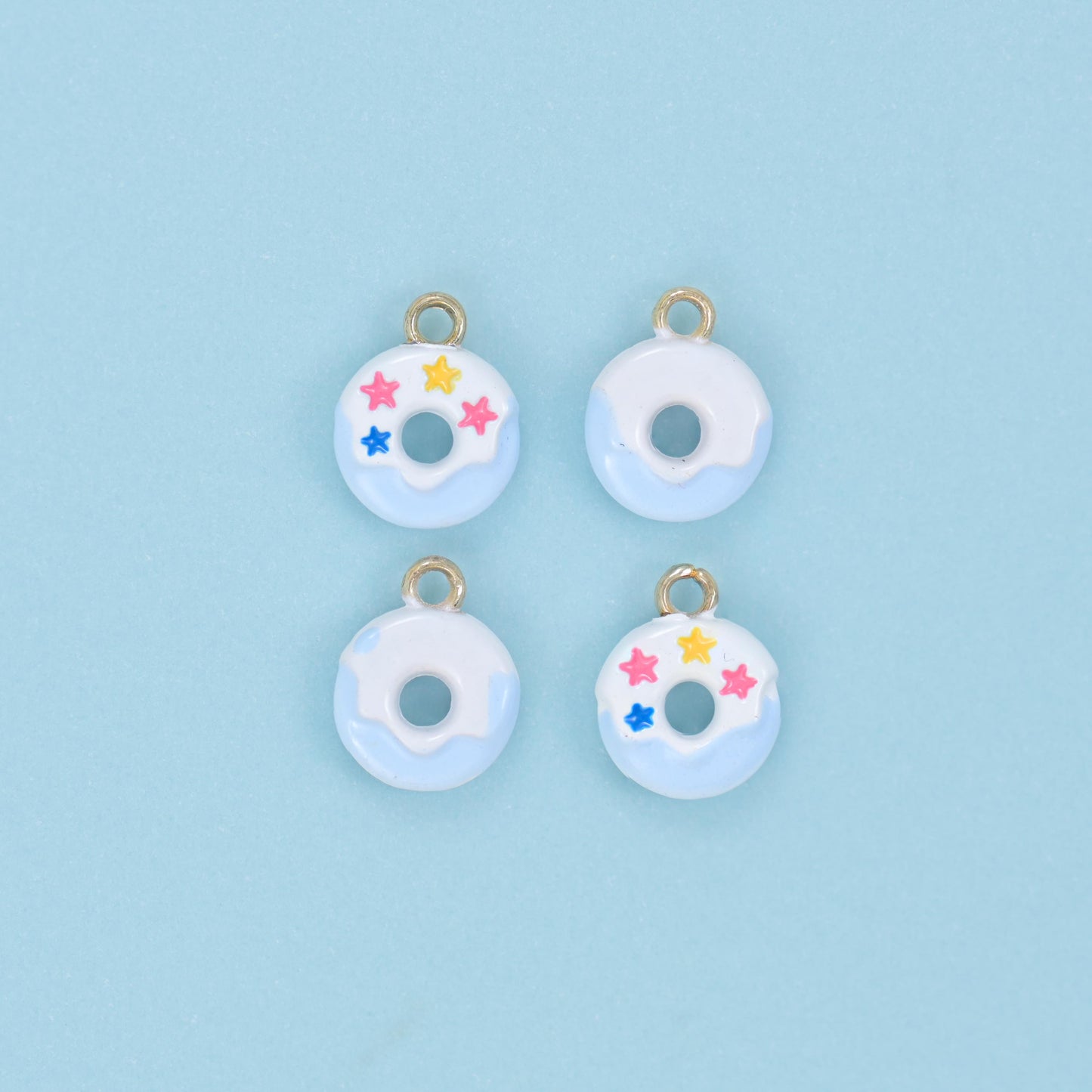 Enamel Star Sprinkle Donut Charms: 18K Gold Filled, DIY Jewelry Making Supply