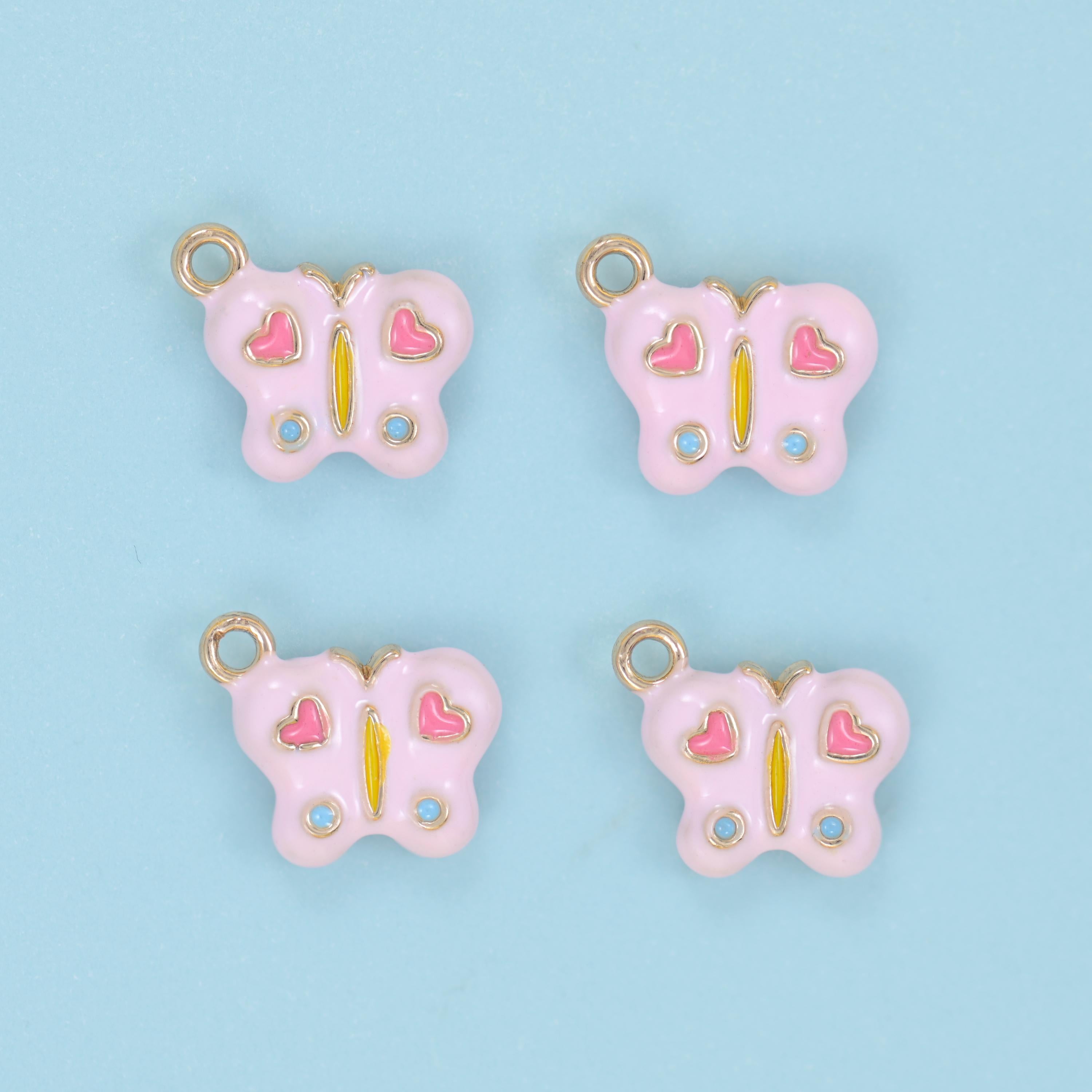 Enamel Colorful Butterfly Charms: 18K Gold Filled, DIY Jewelry Making Supply