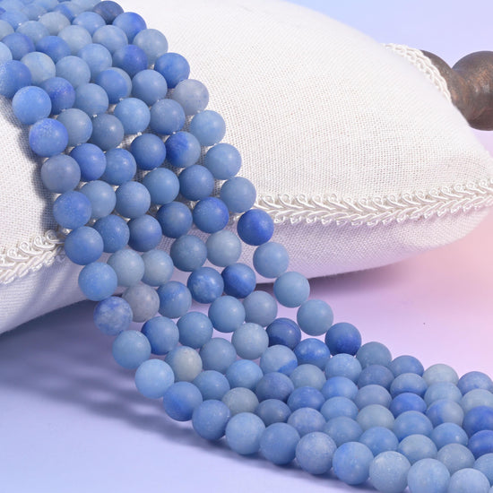 Blue Aventurine Matte Round Beads 4mm 6mm 8mm 10mm Jewelry Making 15 Inch Strand