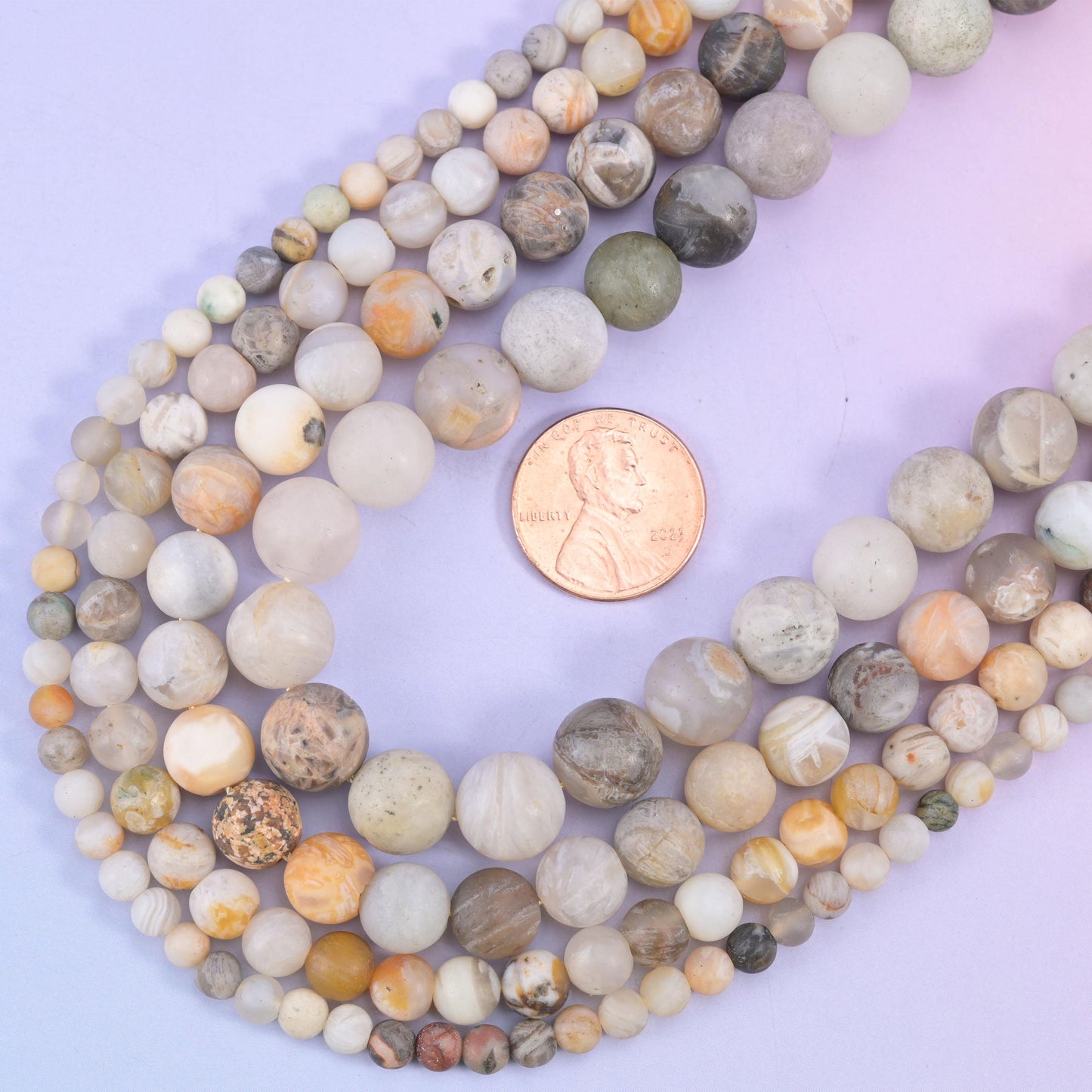 Bamboo Agate Matte Round Beads: Jewelry Making, 15 Inch Strand