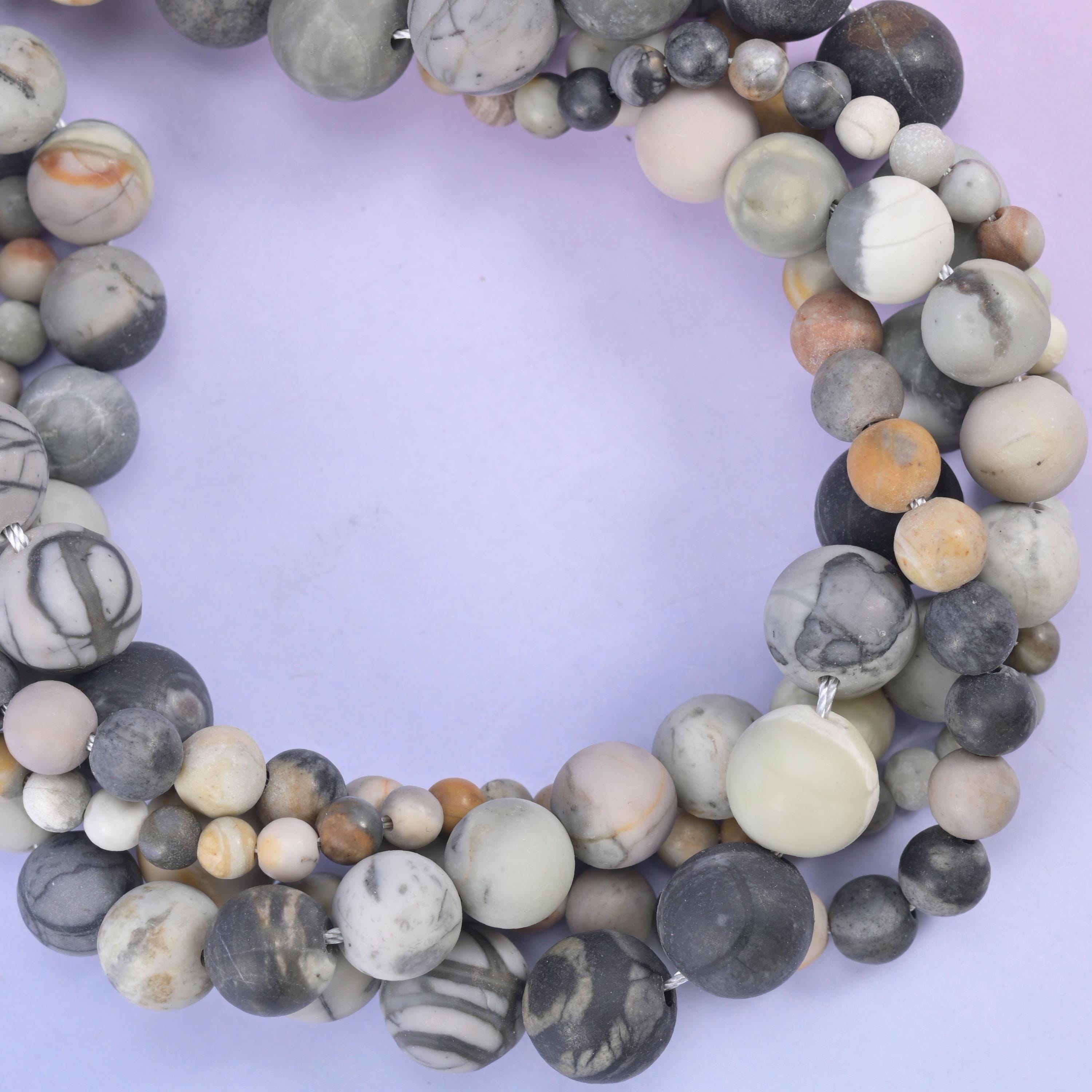 Picasso Jasper Matte Round Beads: Jewelry Making, 15 Inch Strand