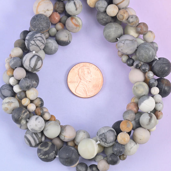 Picasso Jasper Matte Round Beads: Jewelry Making, 15 Inch Strand