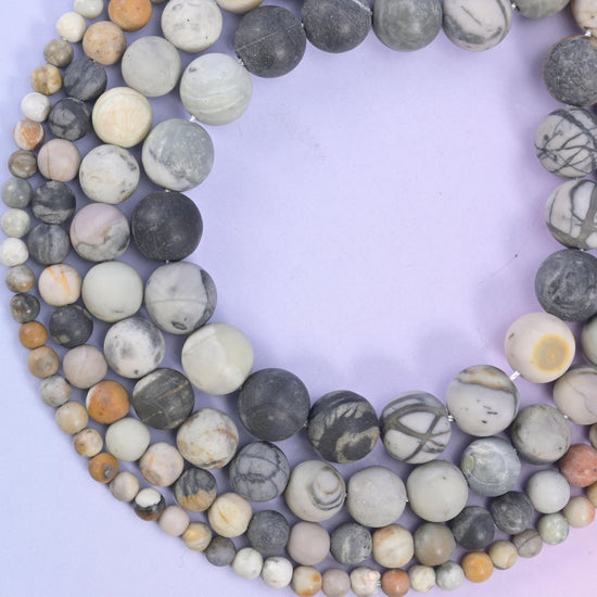 Picasso Jasper Matte Round Beads: Jewelry Making, 15 Inch Strand