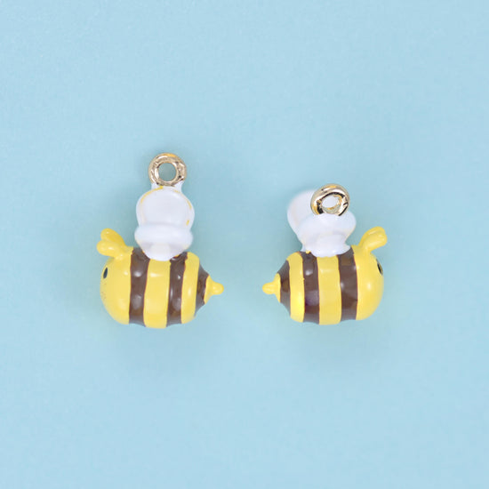 Enamel Bumble Bee Charms: 18K Gold Filled, DIY Jewelry Making Supply