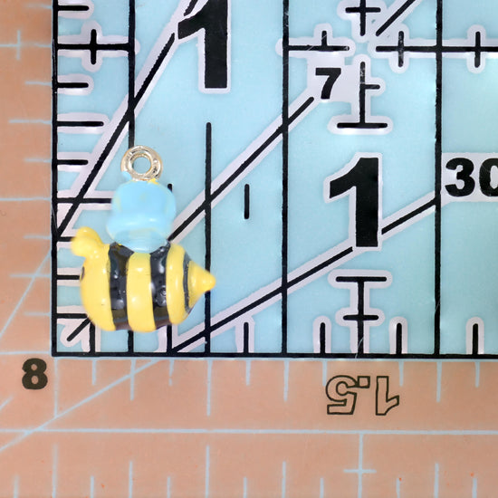 Enamel Bumble Bee Charms: 18K Gold Filled, DIY Jewelry Making Supply