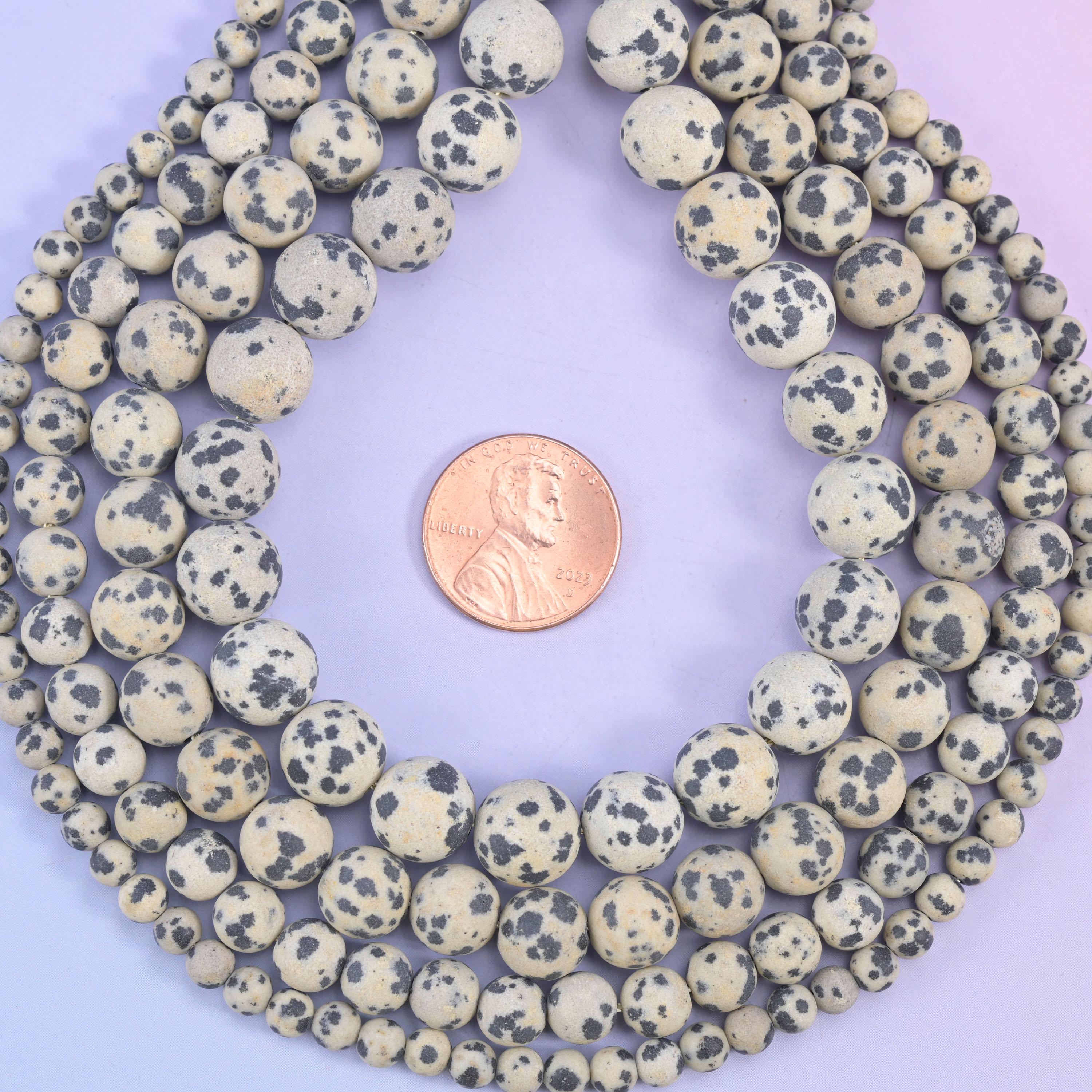 Dalmatian Jasper Matte Round Beads: Jewelry Making, 15 Inch Strand