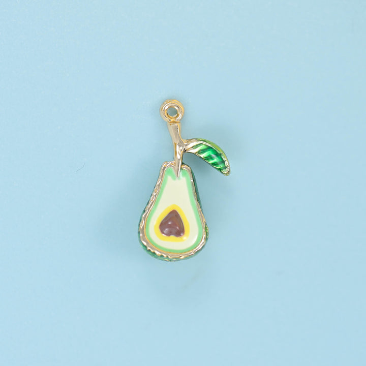 Enamel Avocado Charms: 18K Gold Filled, DIY Jewelry Making Supply